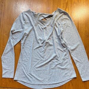 Athleta Light Gray Long Sleeve Criss Cross Back Excellent Condition! Size Medium